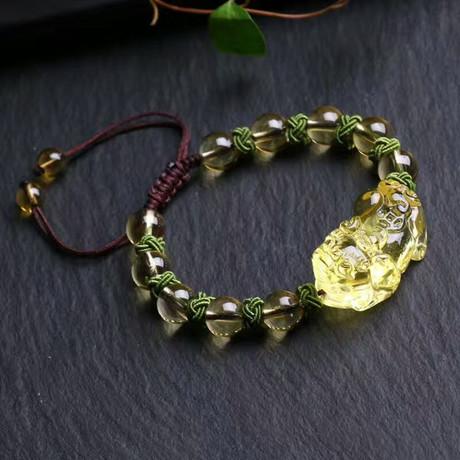 Natural Citrine Pixiu Protection&Wealth Bracelet