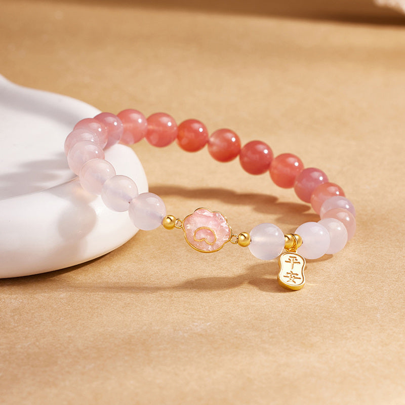 Natural Crimson Agate S925 Silver Cat Paw Bracelet-Gentle Joy