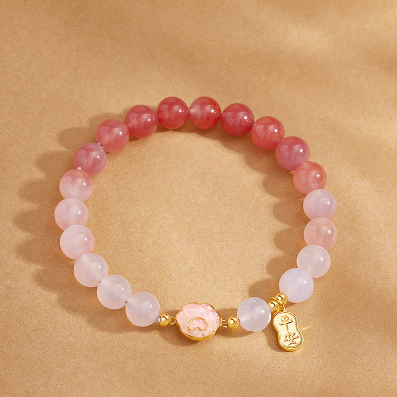 Natural Crimson Agate S925 Silver Cat Paw Bracelet-Gentle Joy