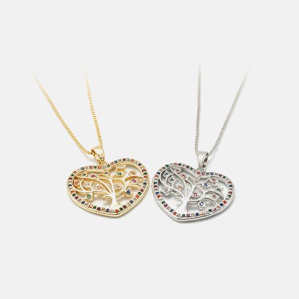 Natural Crystal Tree Of Life Healing Pendant Necklace