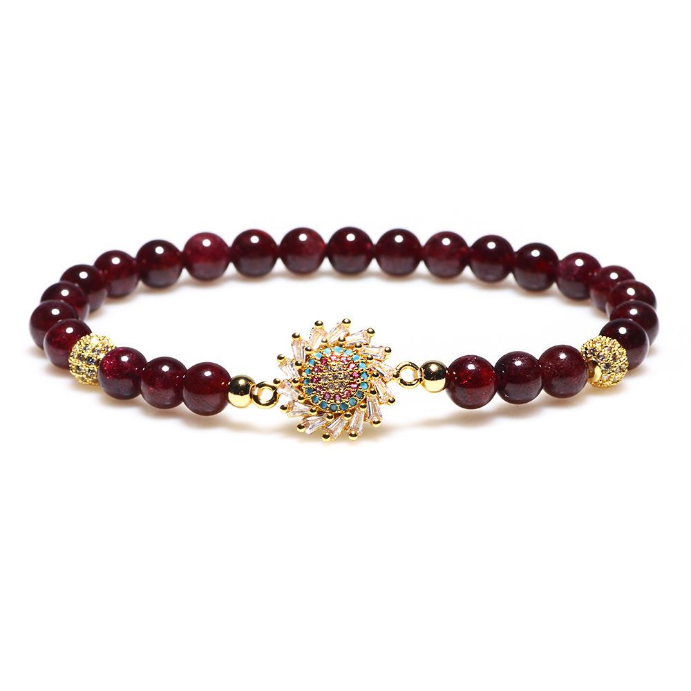 Natural Garnet Stone Sunflower Healing Bracelet