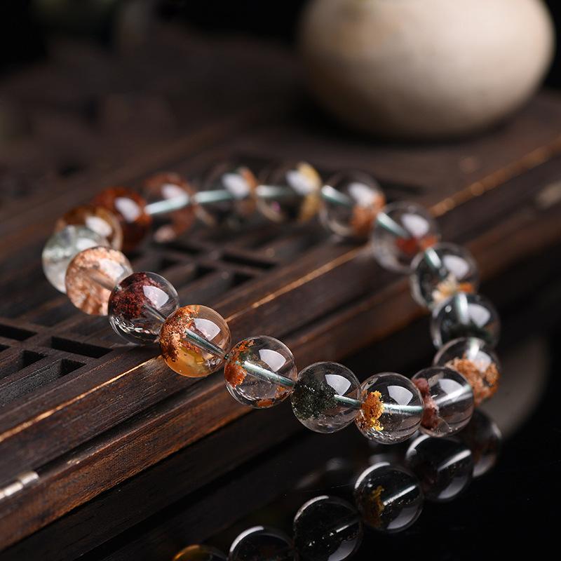 Natural Ghost Phantom Crystal Stone Four Seasons Healing Bracelet