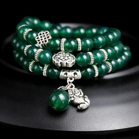 Natural Green Agate Pixiu Bracelet