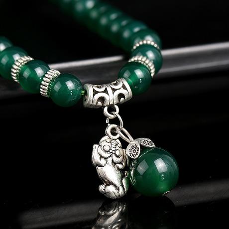 Natural Green Agate Pixiu Bracelet