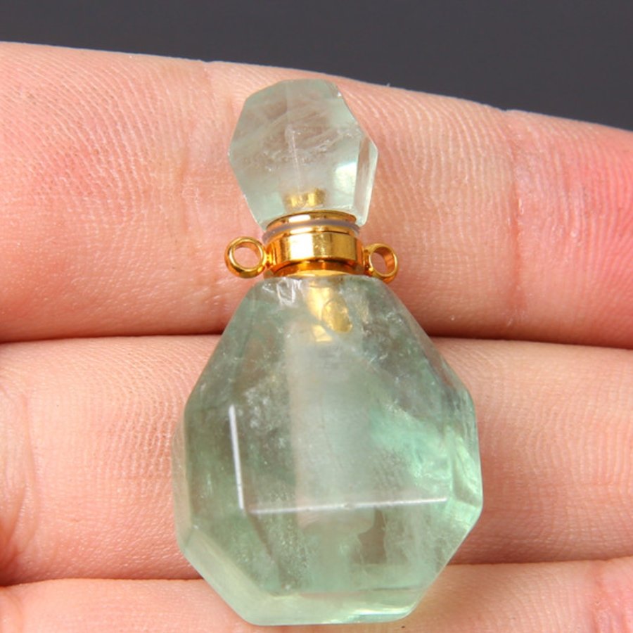 Natural Green Fluorite Perfume Bottle Healing Pendant