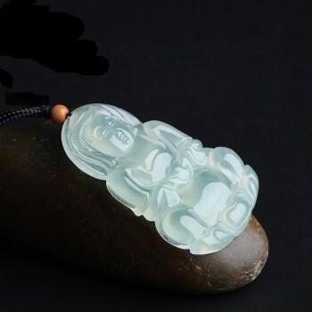 Natural Green Ice Jade Guan Yin Buddha Full Blessing Lucky Pendant