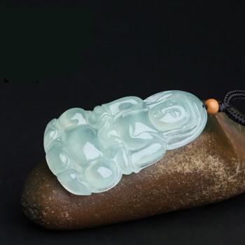 Natural Green Ice Jade Guan Yin Buddha Full Blessing Lucky Pendant