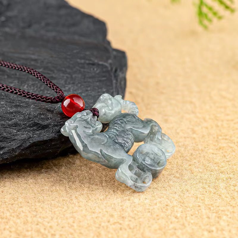 Natural Green Jade Tiger Pendant-Fengshui Wealth Coins