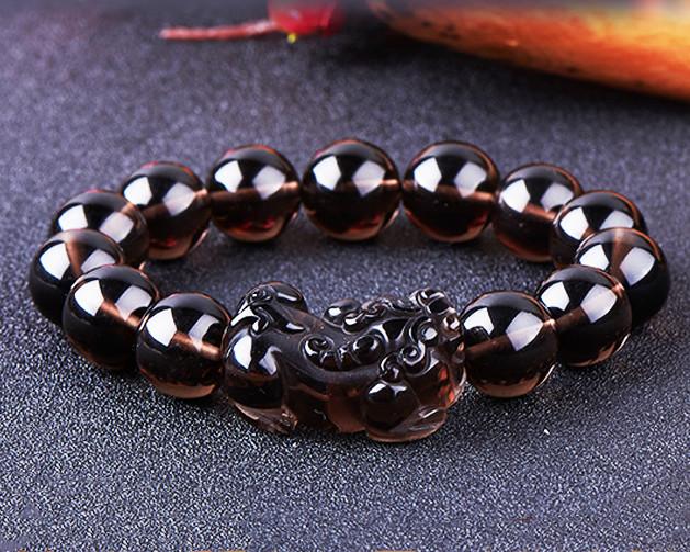 Natural Ice Black Obsidian Pixiu Healing Bracelet