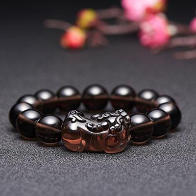 Natural Ice Black Obsidian Pixiu Healing Bracelet