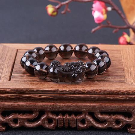 Natural Ice Black Obsidian Pixiu Healing Bracelet