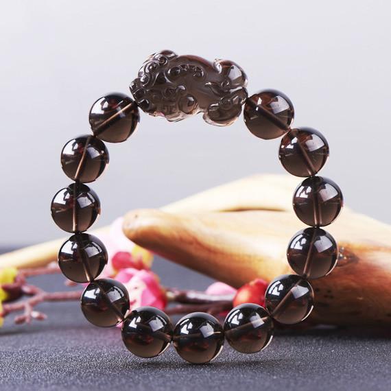 Natural Ice Black Obsidian Pixiu Healing Bracelet