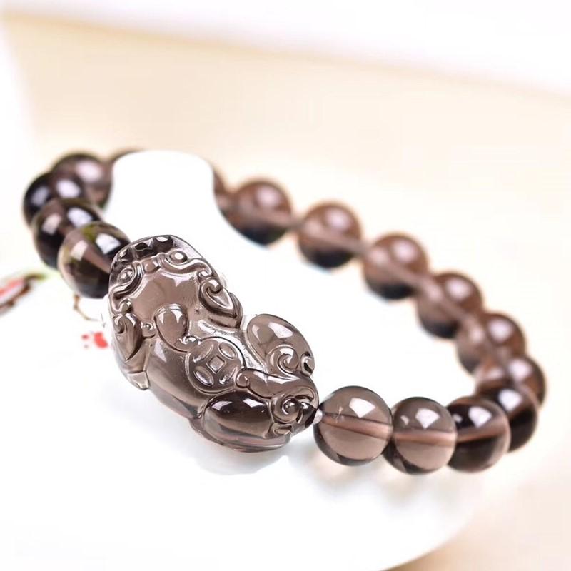 Natural Ice Black Obsidian Pixiu Wealth Bracelet