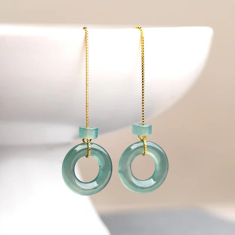 Natural Ice Jade Earrings-Grade A Jade