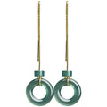 Natural Ice Jade Earrings-Grade A Jade