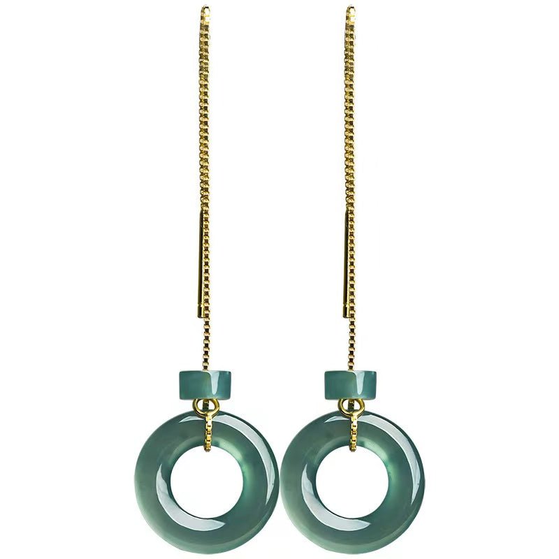 Natural Ice Jade Earrings-Grade A Jade