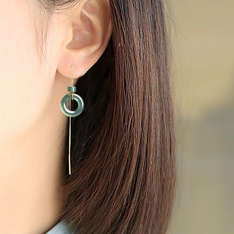 Natural Ice Jade Earrings-Grade A Jade