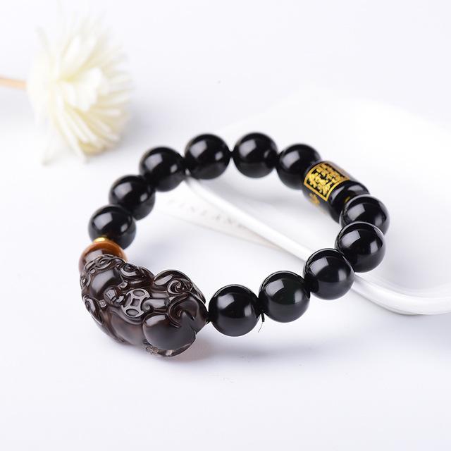 Natural Ice Obsidian Pixiu Wealth Of God Bracelet