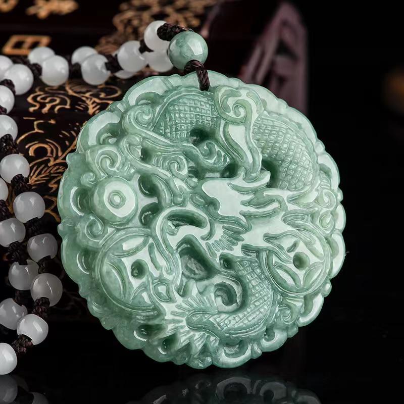 Natural Jade Dragon Wealth Pendant-Grade A Jade