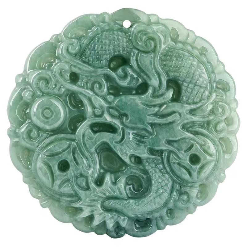 Natural Jade Dragon Wealth Pendant-Grade A Jade