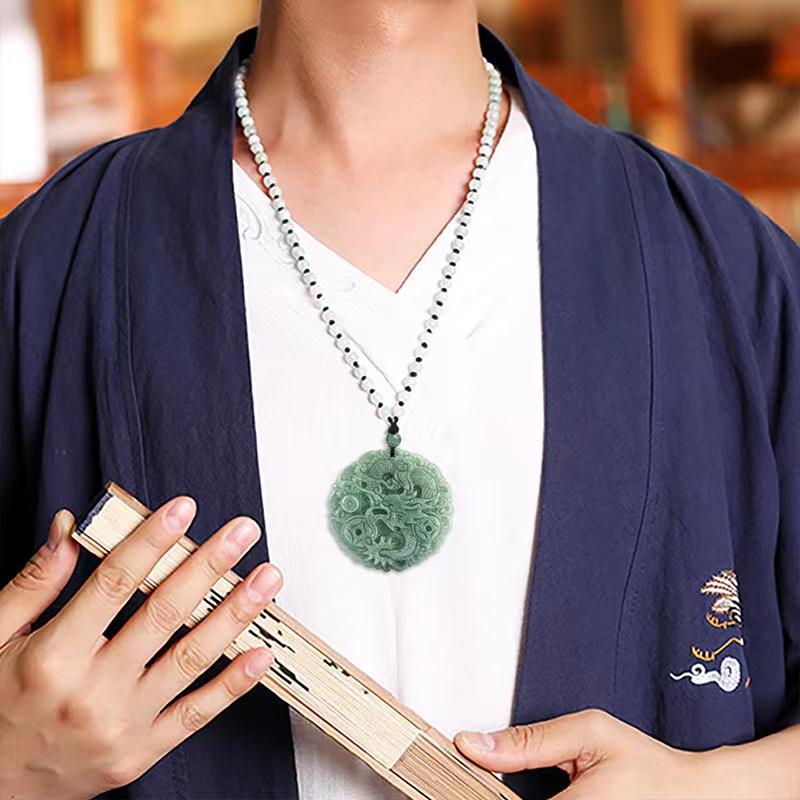 Natural Jade Dragon Wealth Pendant-Grade A Jade