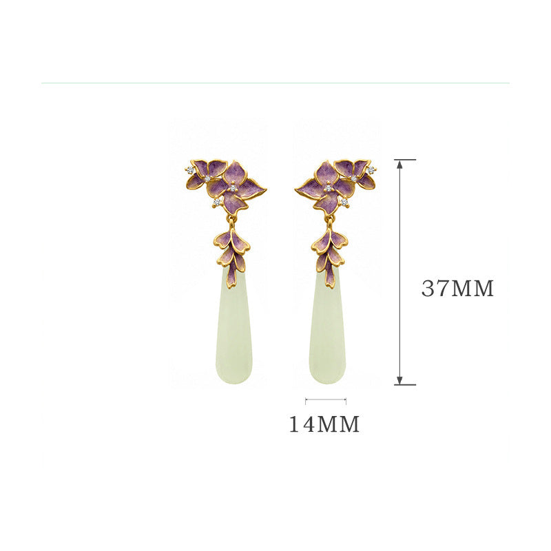 Natural Jade Iris Earrings-Grace in Bloom