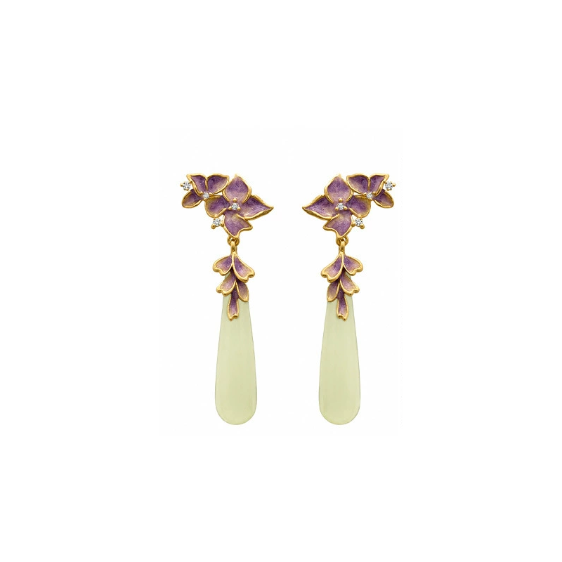 Natural Jade Iris Earrings-Grace in Bloom