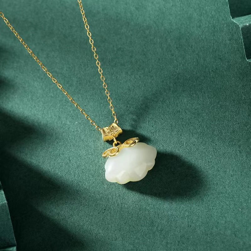 Natural Jade Necklace-Wealth Koi Fish