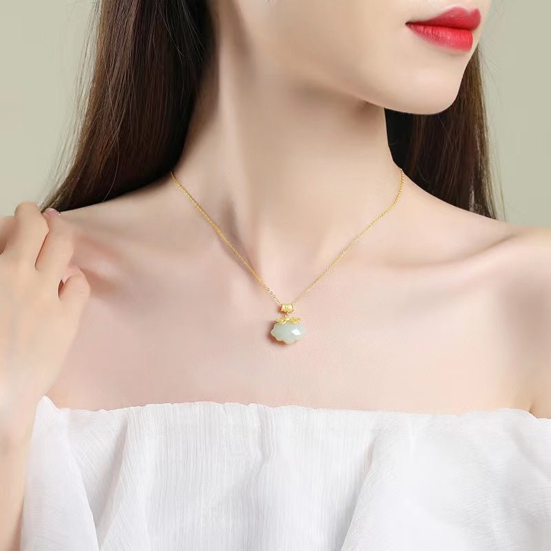 Natural Jade Necklace-Wealth Koi Fish