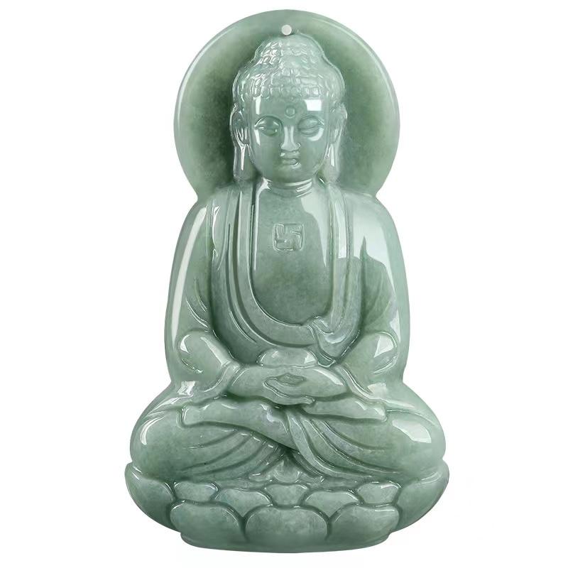 Natural Jadeite Guanyin Buddha Pendant-Grade A Jade