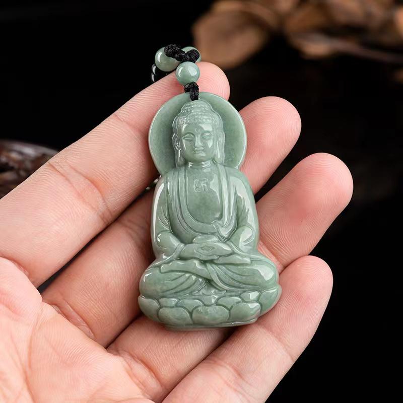 Natural Jadeite Guanyin Buddha Pendant-Grade A Jade