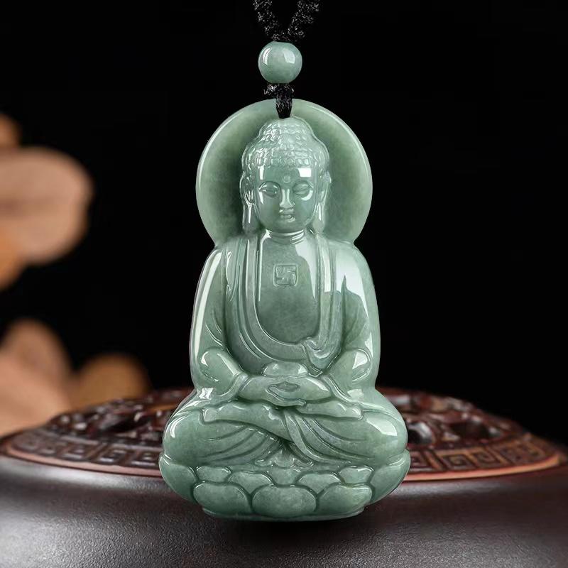 Natural Jadeite Guanyin Buddha Pendant-Grade A Jade