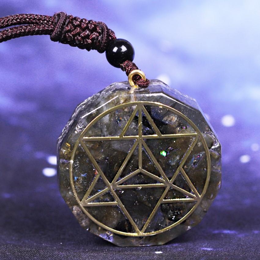 Natural Labradorite Stone Orgonite Chakra Reiki Healing Pendant