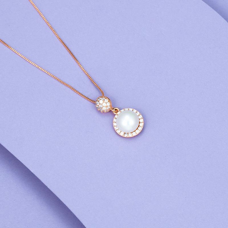 Natural Pearl Cubic Zirconia Wealth Pendant Necklace