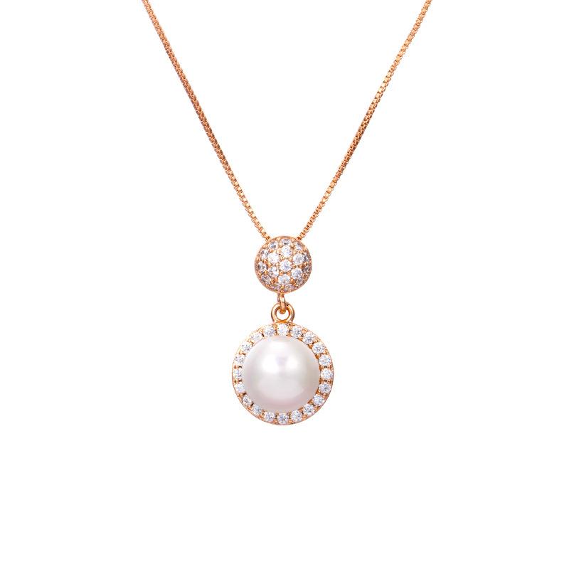 Natural Pearl Cubic Zirconia Wealth Pendant Necklace