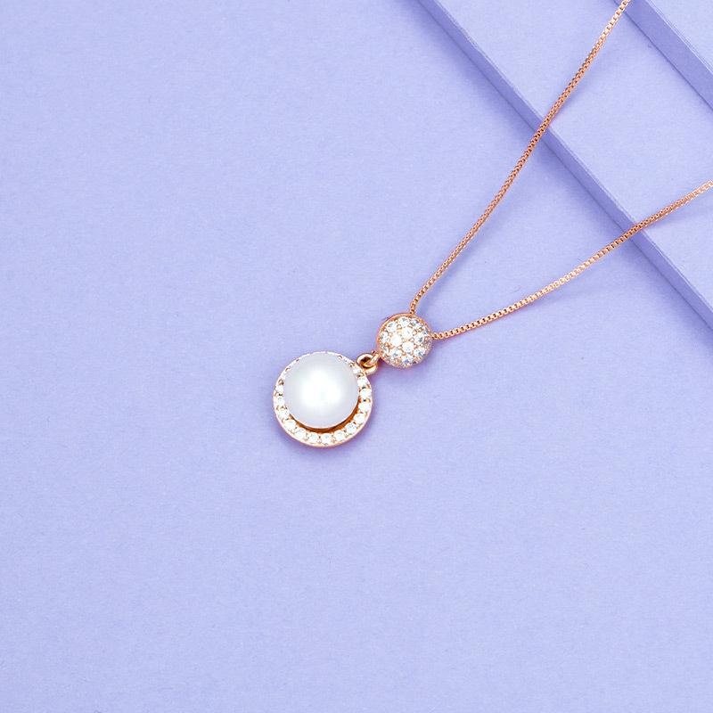 Natural Pearl Cubic Zirconia Wealth Pendant Necklace
