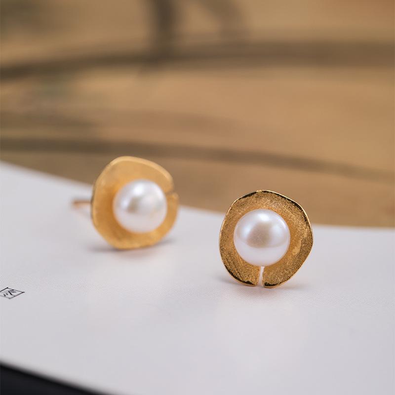 Natural Pearl Lotus Leaf Wealth Earring