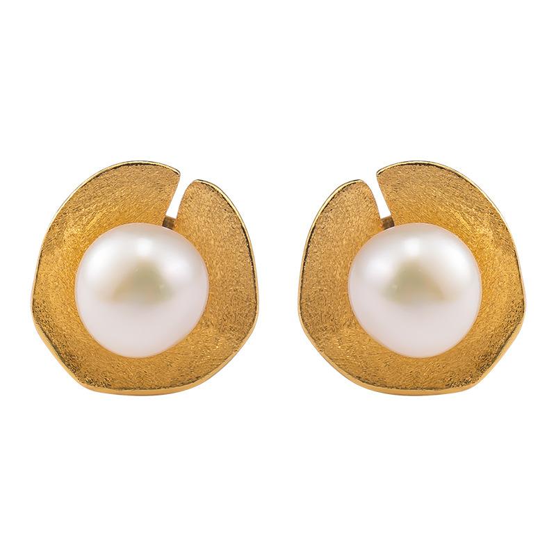 Natural Pearl Lotus Leaf Wealth Earring