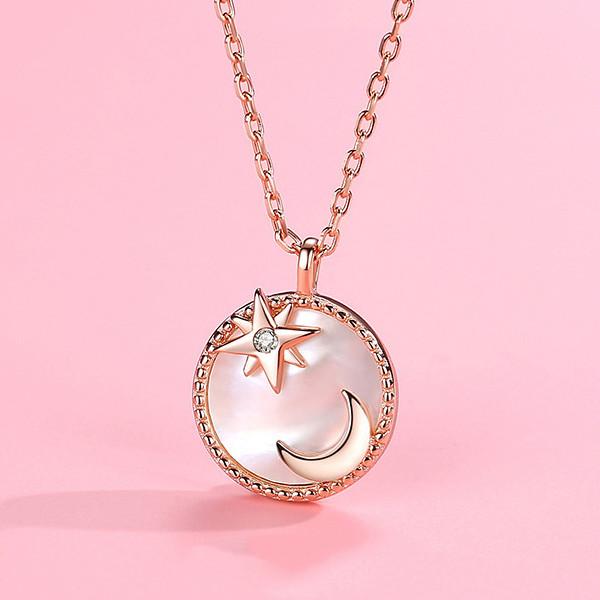 Natural Pearl Moon Star Pendant Necklace