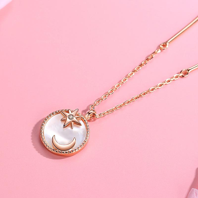 Natural Pearl Moon Star Pendant Necklace