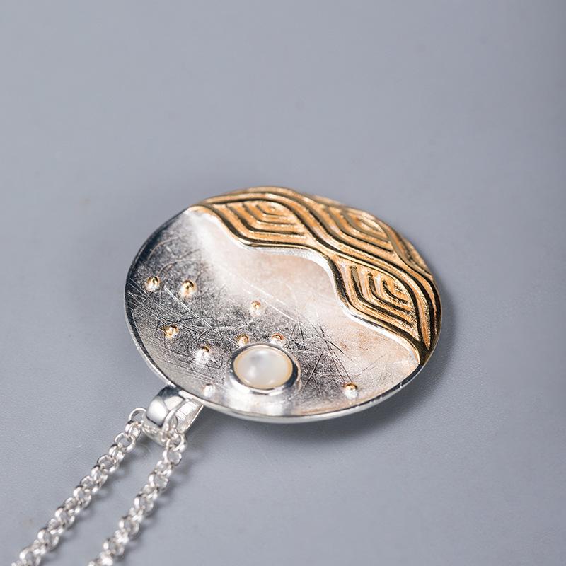 Natural Pearl Sun And Sea 925 Silver Lucky Pendant Necklace