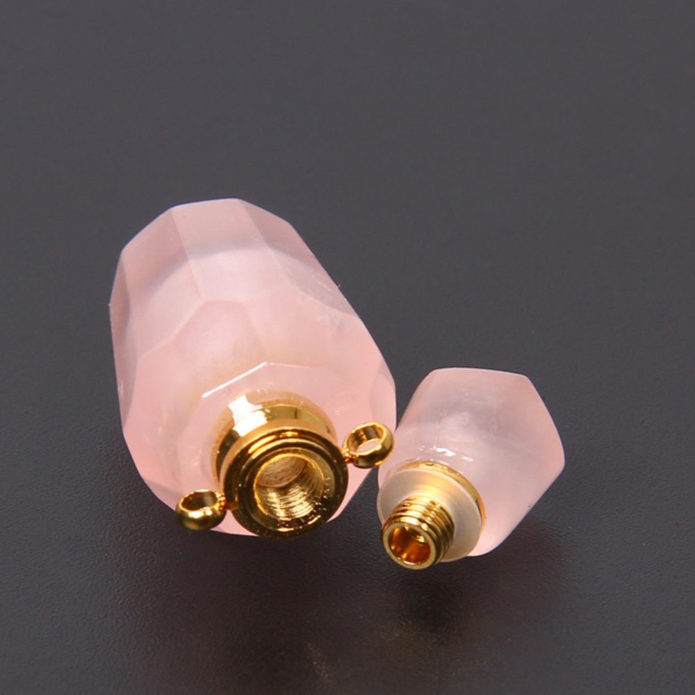 Natural Pink Fluorite Perfume Bottle Healing Pendant