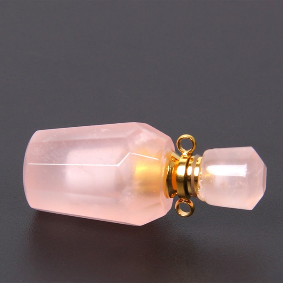 Natural Pink Fluorite Perfume Bottle Healing Pendant