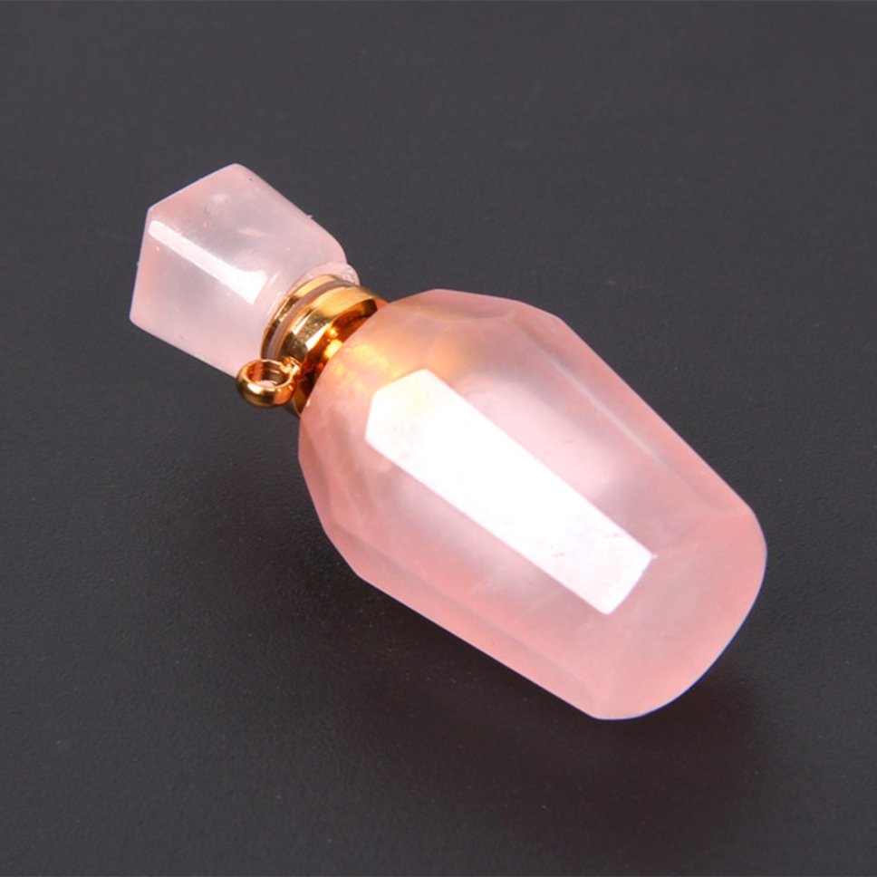 Natural Pink Fluorite Perfume Bottle Healing Pendant