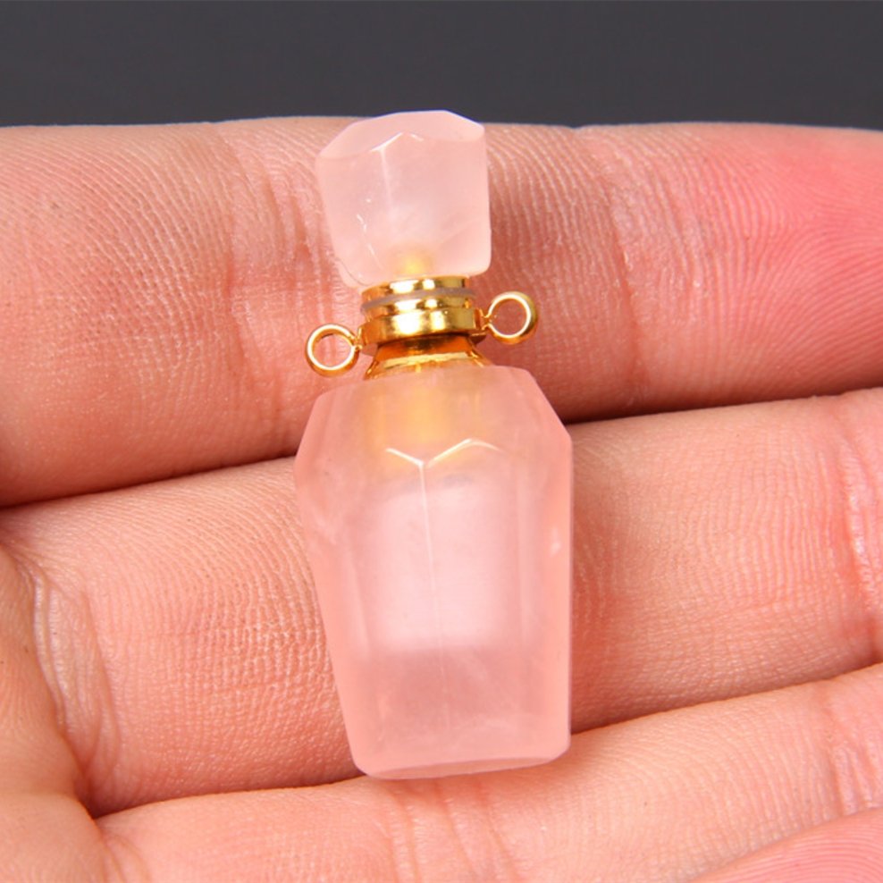 Natural Pink Fluorite Perfume Bottle Healing Pendant