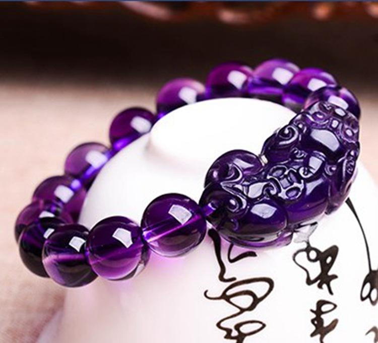 Natural Purple Crystal Pixiu Health & Wealth Bracelet
