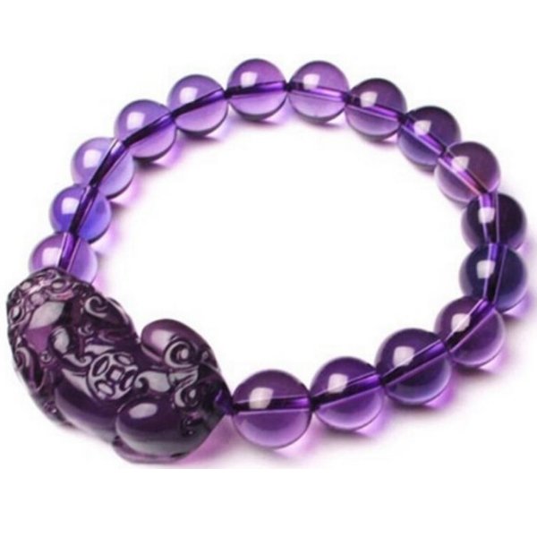 Natural Purple Crystal Pixiu Health & Wealth Bracelet