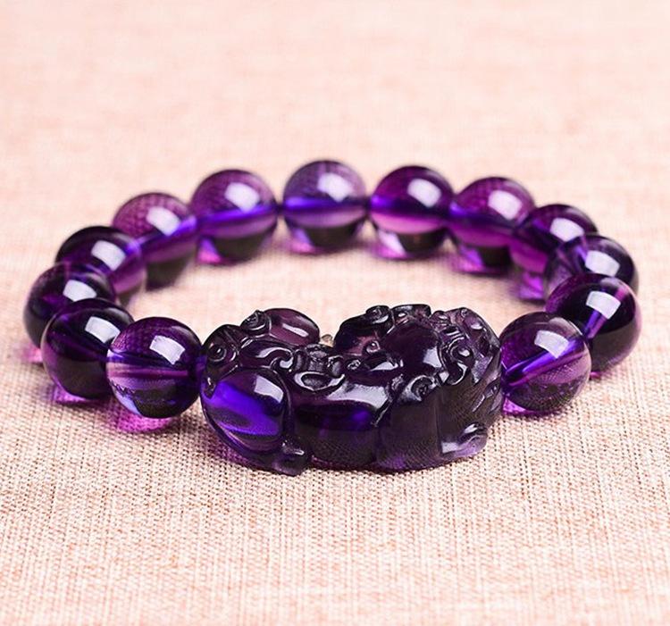 Natural Purple Crystal Pixiu Health & Wealth Bracelet