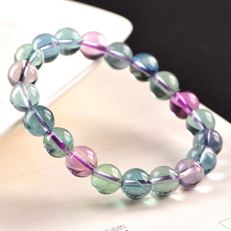 Natural Rainbow Fluorite Stone Bead Healing Bracelet