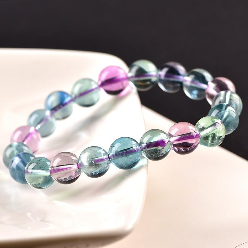 Natural Rainbow Fluorite Stone Bead Healing Bracelet